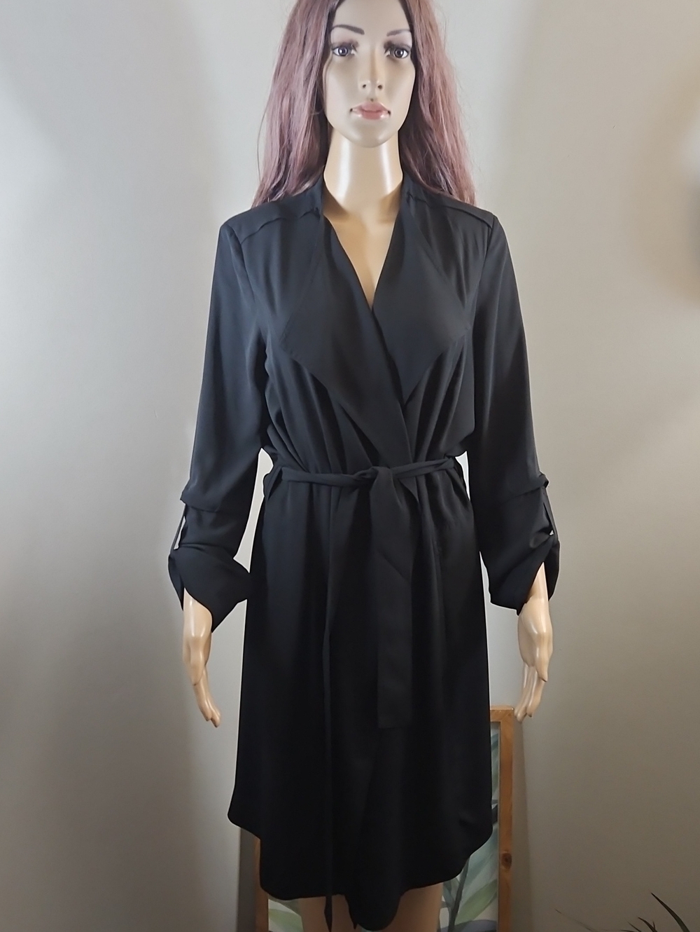 Aritzia BABATON BLACK ROBE CARDIGAN BlazerLONG LINE BELTED Size Medium